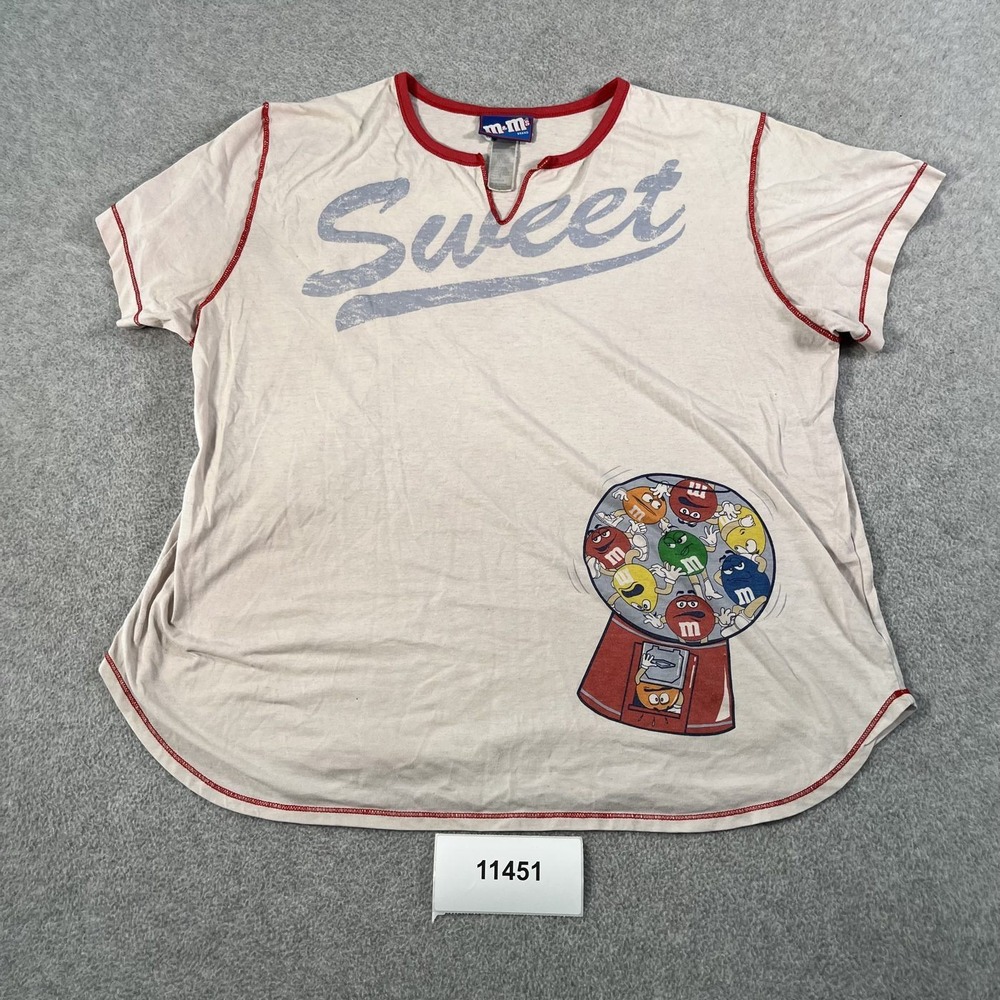 Vintage M&M's Sweet Ringer T-Shirt Cream Red Gumball Machine Graphic Large